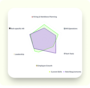 Skill-Radar von hilighter mit dem Kompetenzniveau einer Person in verschiedenen Skill-Kategorien